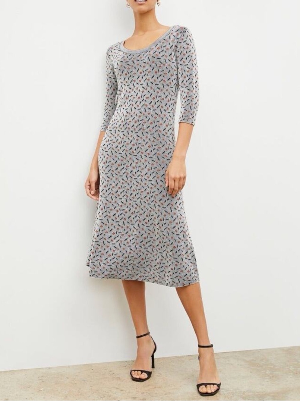 MM Lafleur Tippy Knit Stretchy Floral Abstract Midi Dress Size XL Comfy Office